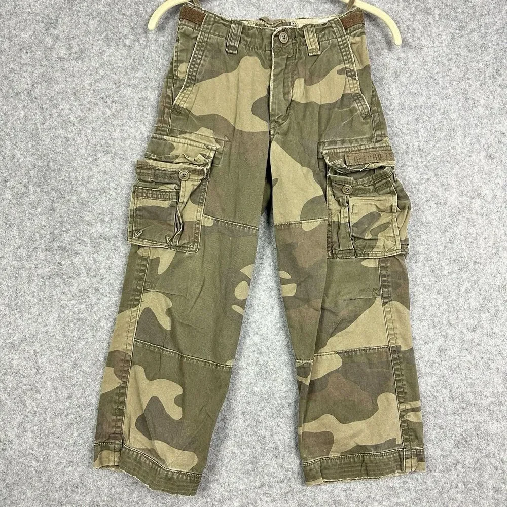 Vintage Gap Camo Cargo Pants Kids Boys Sz 7R Relaxed Straight Adjustable Waist*